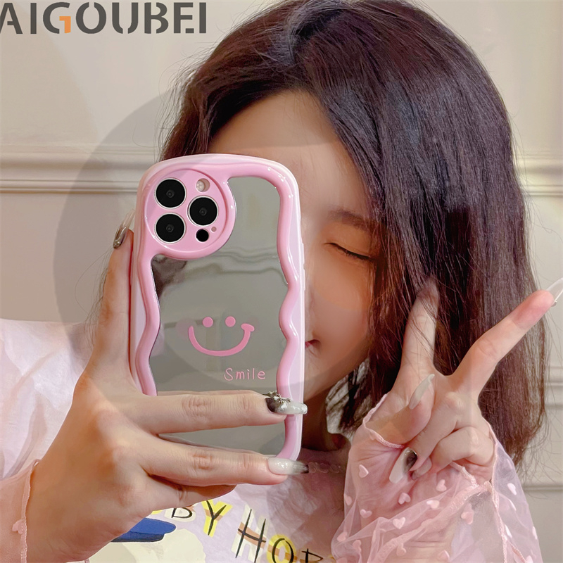 Ốp Điện Thoại Màu Hồng Họa Tiết Mặt Cười Xinh Xắn Chống Rơi Cho Iphone 11 / 12 / 13 / 14 / pro / max / promax