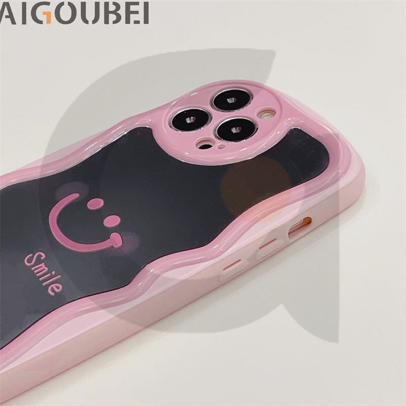 Ốp Điện Thoại Màu Hồng Họa Tiết Mặt Cười Xinh Xắn Chống Rơi Cho Iphone 11 / 12 / 13 / 14 / pro / max / promax