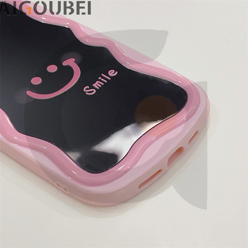 Ốp Điện Thoại Màu Hồng Họa Tiết Mặt Cười Xinh Xắn Chống Rơi Cho Iphone 11 / 12 / 13 / 14 / pro / max / promax