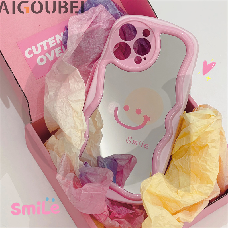 Ốp Điện Thoại Màu Hồng Họa Tiết Mặt Cười Xinh Xắn Chống Rơi Cho Iphone 11 / 12 / 13 / 14 / pro / max / promax