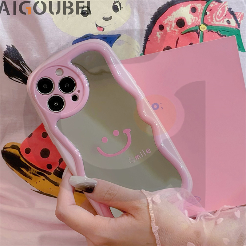 Ốp Điện Thoại Màu Hồng Họa Tiết Mặt Cười Xinh Xắn Chống Rơi Cho Iphone 11 / 12 / 13 / 14 / pro / max / promax