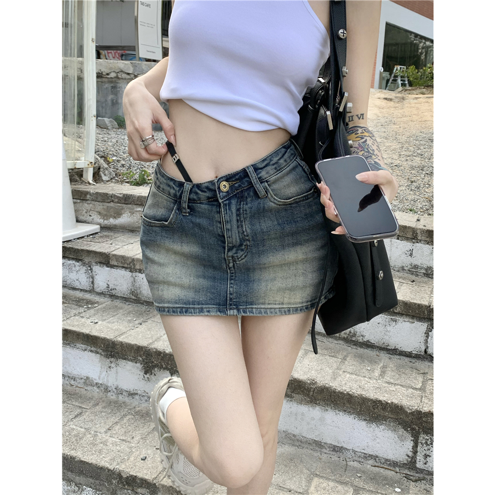 QADCOL Chân váy jean Chữ A Phong Cách retro Thời Trang Mùa Hè Hàng Mới Dành Cho Trẻ Em