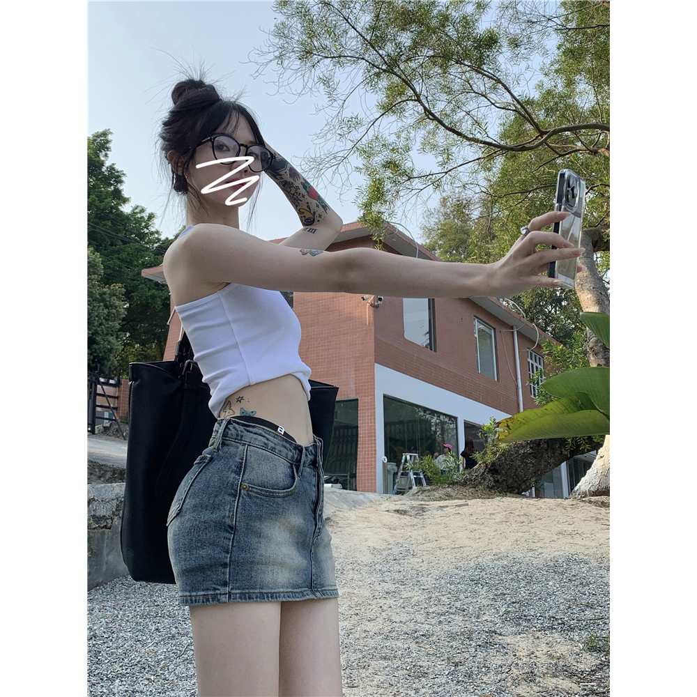 QADCOL Chân váy jean Chữ A Phong Cách retro Thời Trang Mùa Hè Hàng Mới Dành Cho Trẻ Em