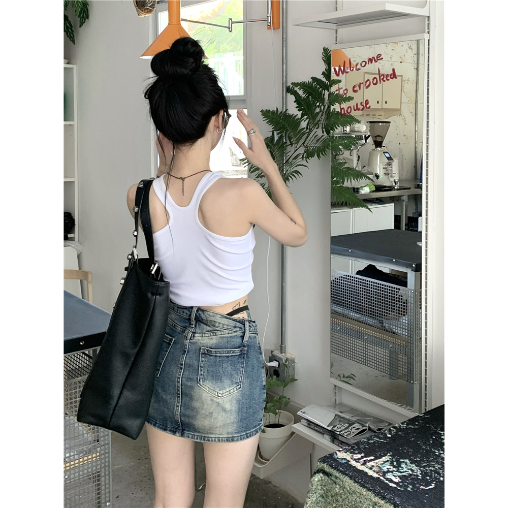 QADCOL Chân váy jean Chữ A Phong Cách retro Thời Trang Mùa Hè Hàng Mới Dành Cho Trẻ Em