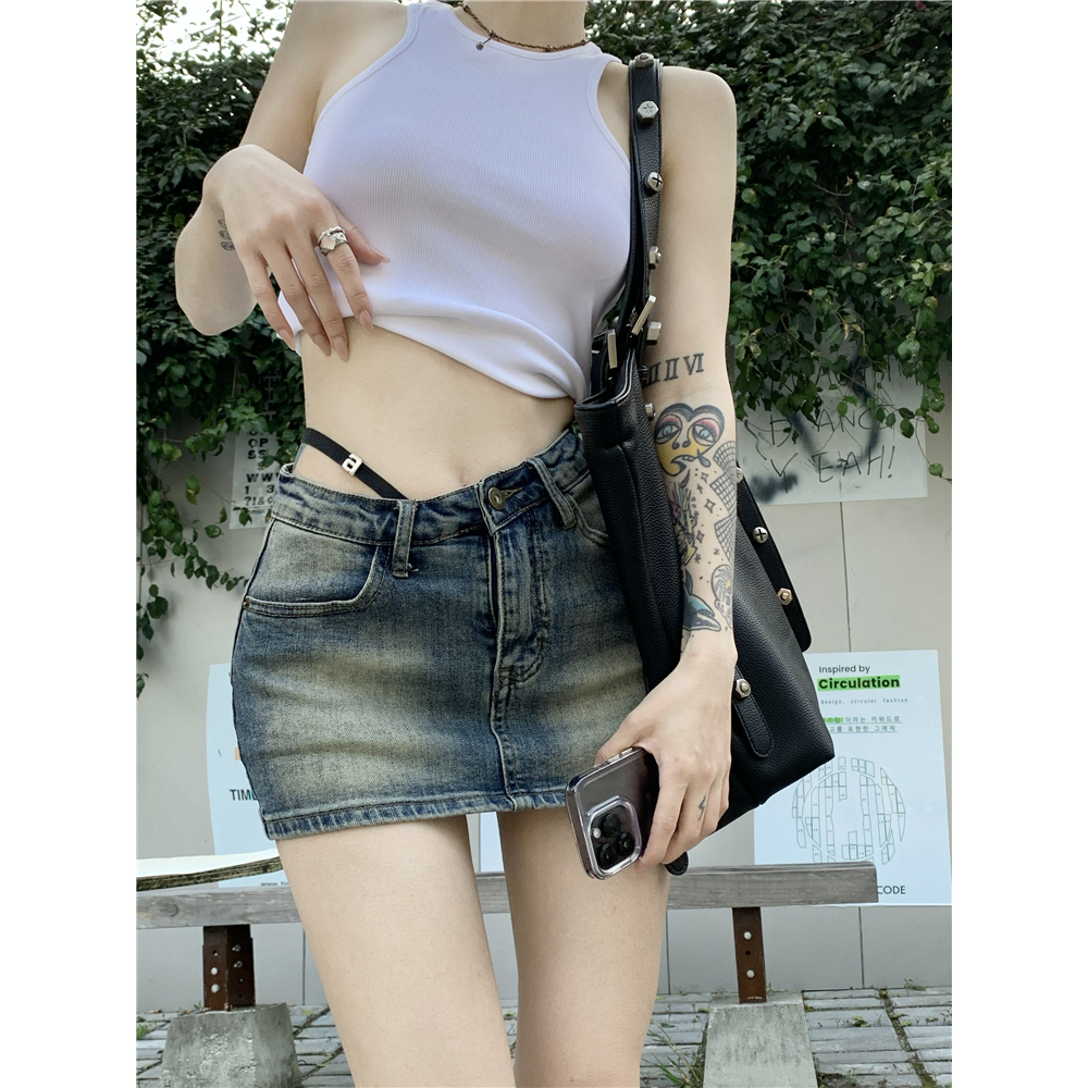 QADCOL Chân váy jean Chữ A Phong Cách retro Thời Trang Mùa Hè Hàng Mới Dành Cho Trẻ Em