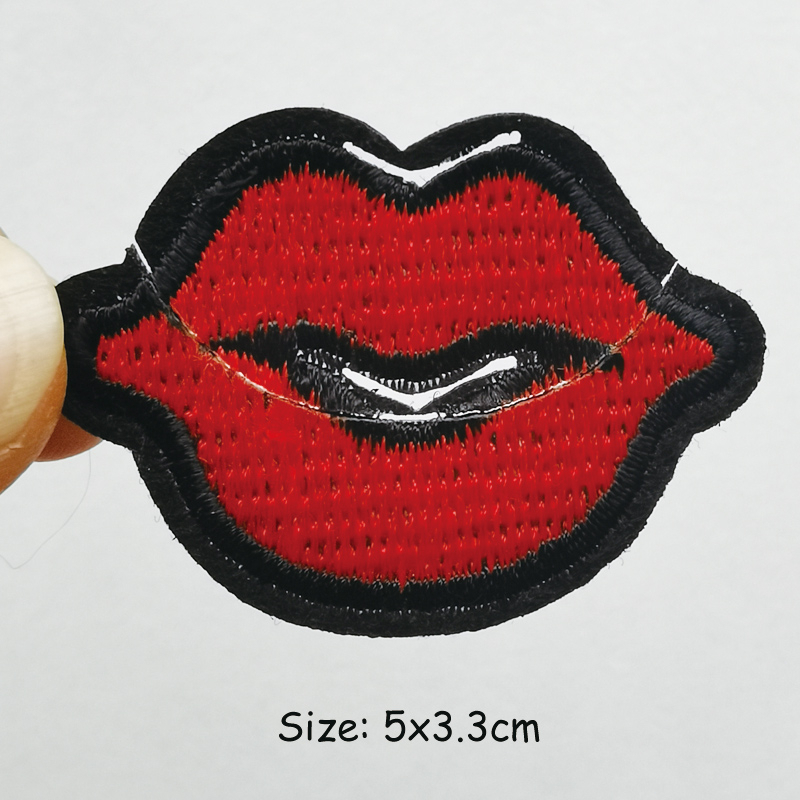Miếng Vá Ủi Quần Áo Thêu Hình Đôi Môi Đỏ Diy
