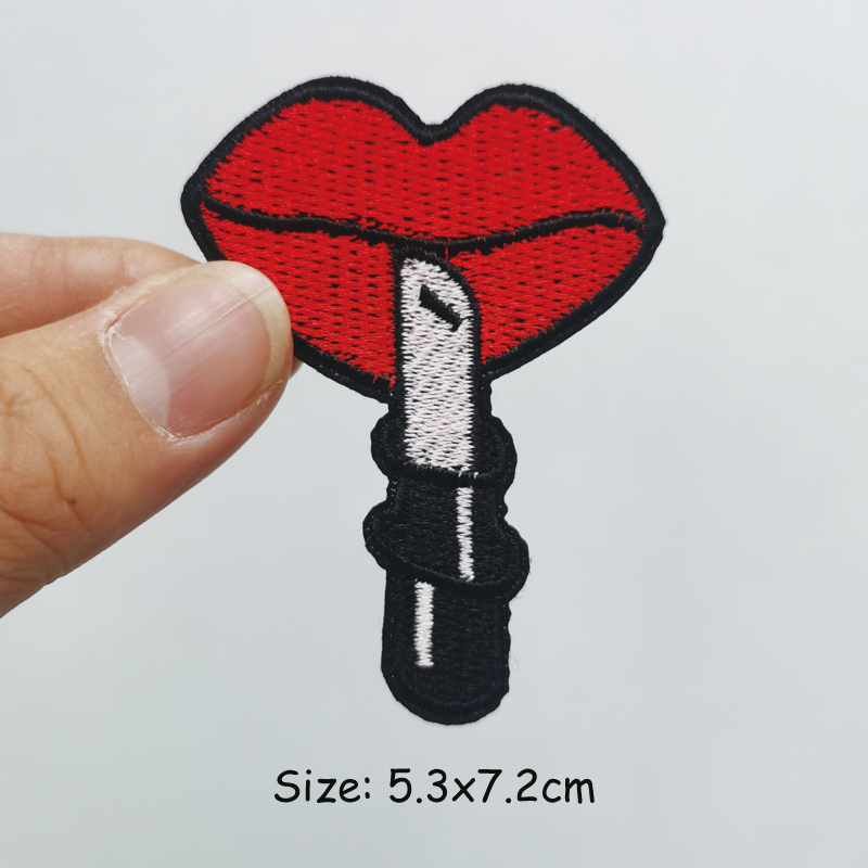 Miếng Vá Ủi Quần Áo Thêu Hình Đôi Môi Đỏ Diy