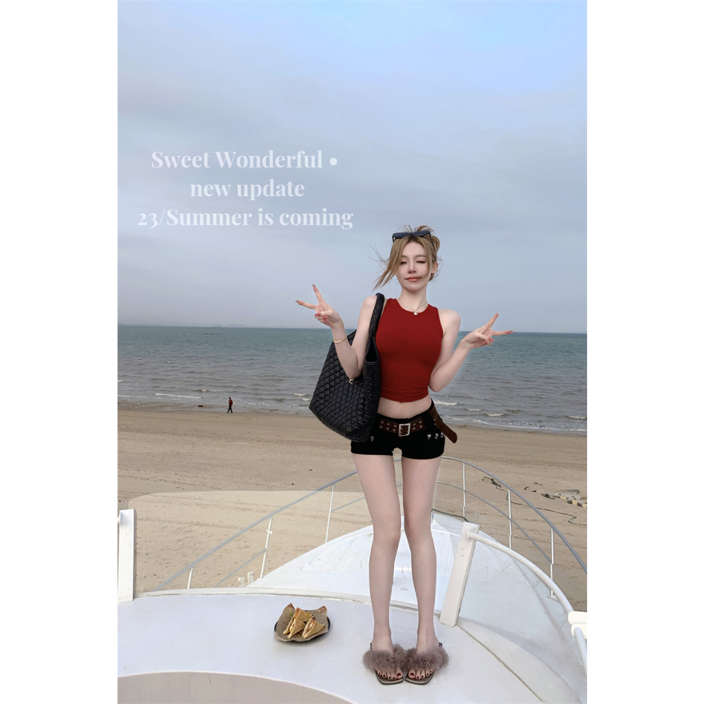 QADCOL Áo Hai Dây Ôm Dáng Hở Lưng Quyến Rũ Thời Trang Kiểu Pháp Cho Nữ