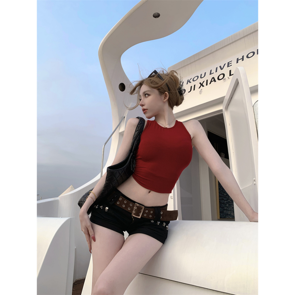 QADCOL Áo Hai Dây Ôm Dáng Hở Lưng Quyến Rũ Thời Trang Kiểu Pháp Cho Nữ