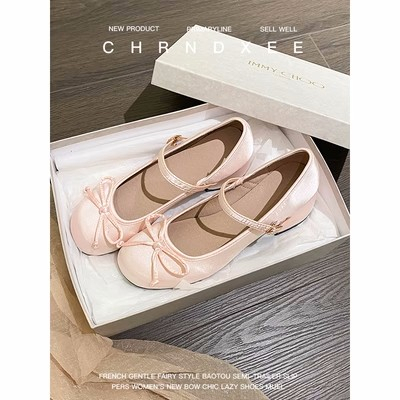 Giày Búp Bê Mary Jane Gót Vừa Phối Nơ Satin Phong Cách Retro Mùa Xuân 2023