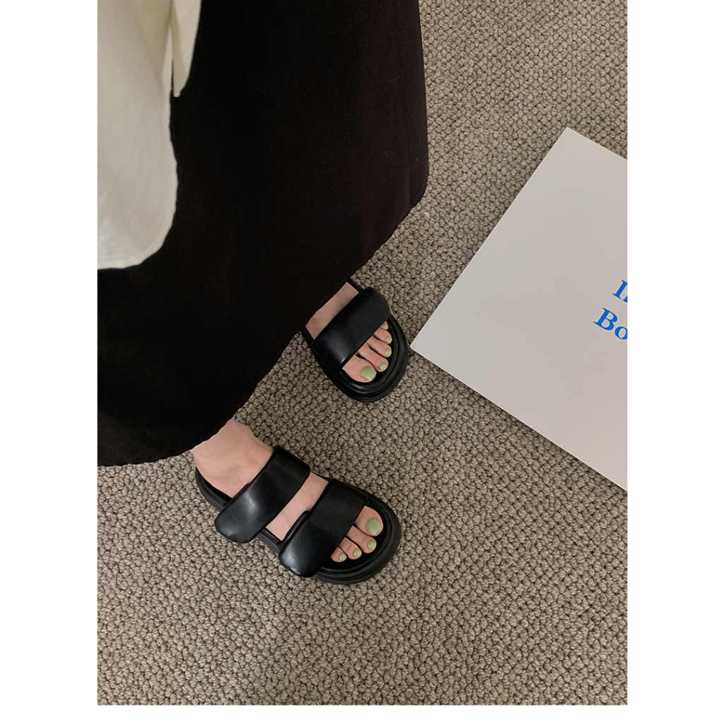 Dép Quai Ngang Đế Dày Tăng Chiều Cao Thời Trang Mùa Hè Phong Cách Mới Cho Nữ