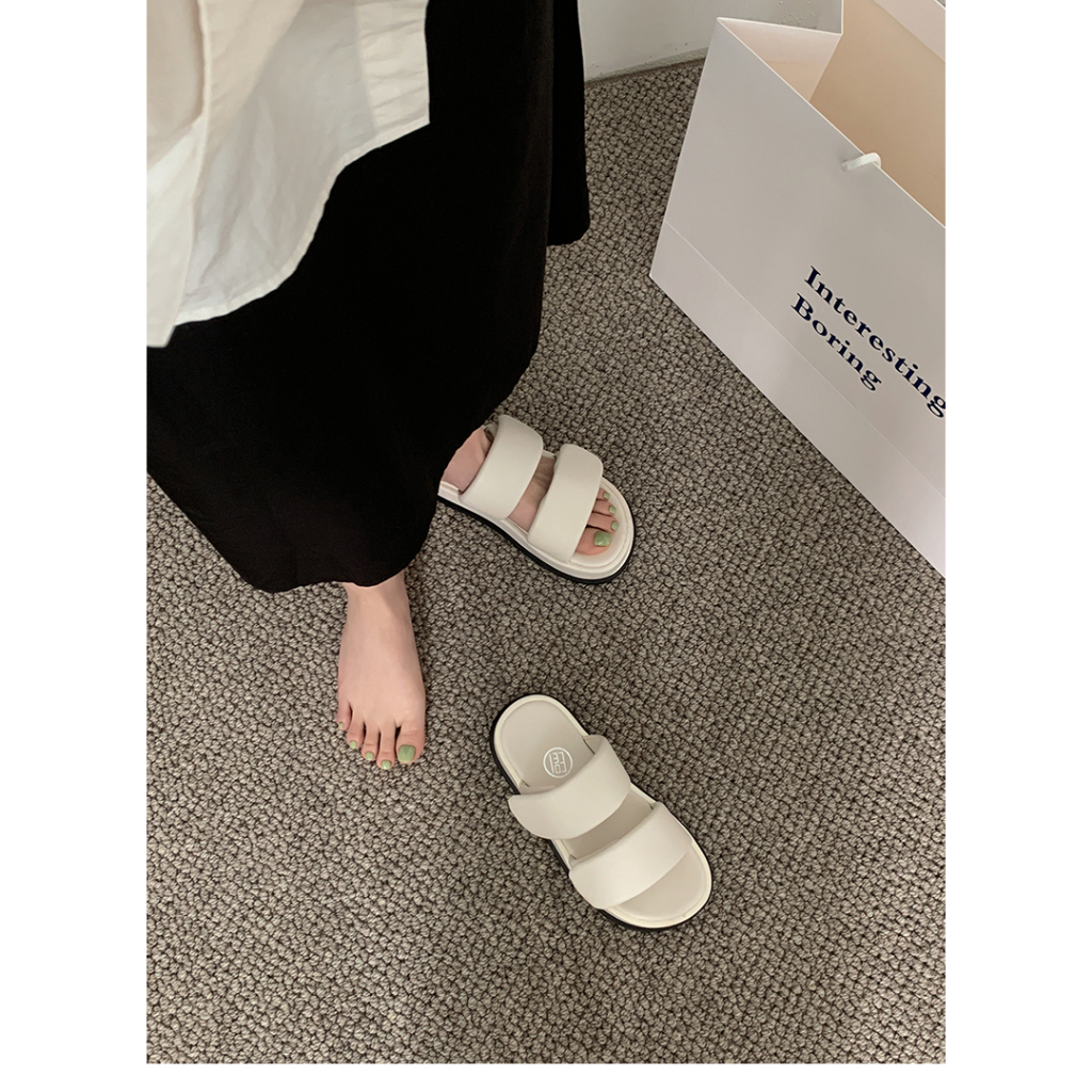 Dép Quai Ngang Đế Dày Tăng Chiều Cao Thời Trang Mùa Hè Phong Cách Mới Cho Nữ