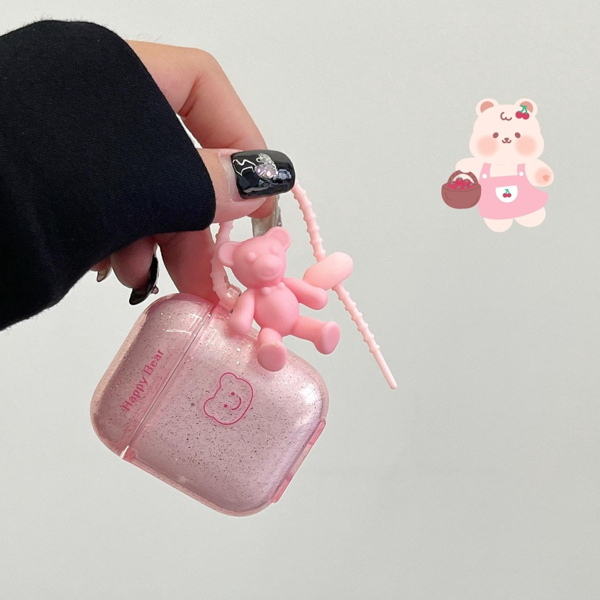 Vỏ Bảo Vệ Hộp Sạc Tai Nghe Airpods 1 2 GEN 3 Pro2 2022 Bằng TPU Mềm Trong Suốt Hình Gấu Hoạt Hình Chống Thất Lạc