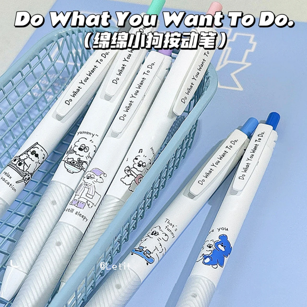 Bút Mực Đen Bút Gel Ngòi 0.5Mm In Hình Chú Cún Hoạt Hình Dễ Thương Cho Học Sinh