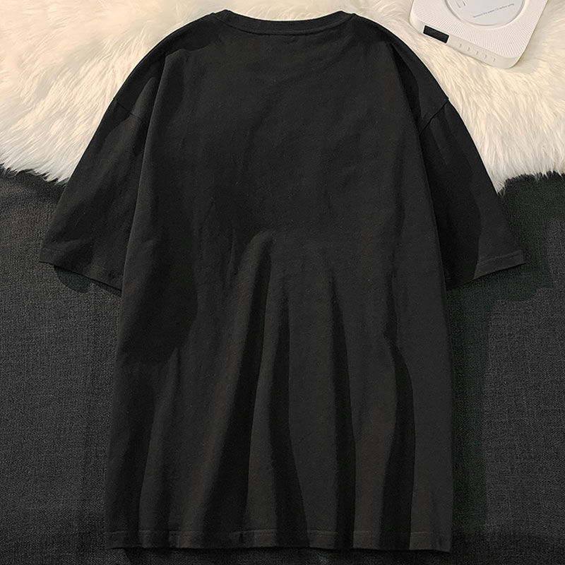 Áo Thun Tay Ngắn Dáng Rộng Chất Liệu Cotton In Hoạ Tiết Thỏ Màu Đen / Hồng Có Size Lớn 3xl Thời Trang Cho Nam Và Nữ 180g