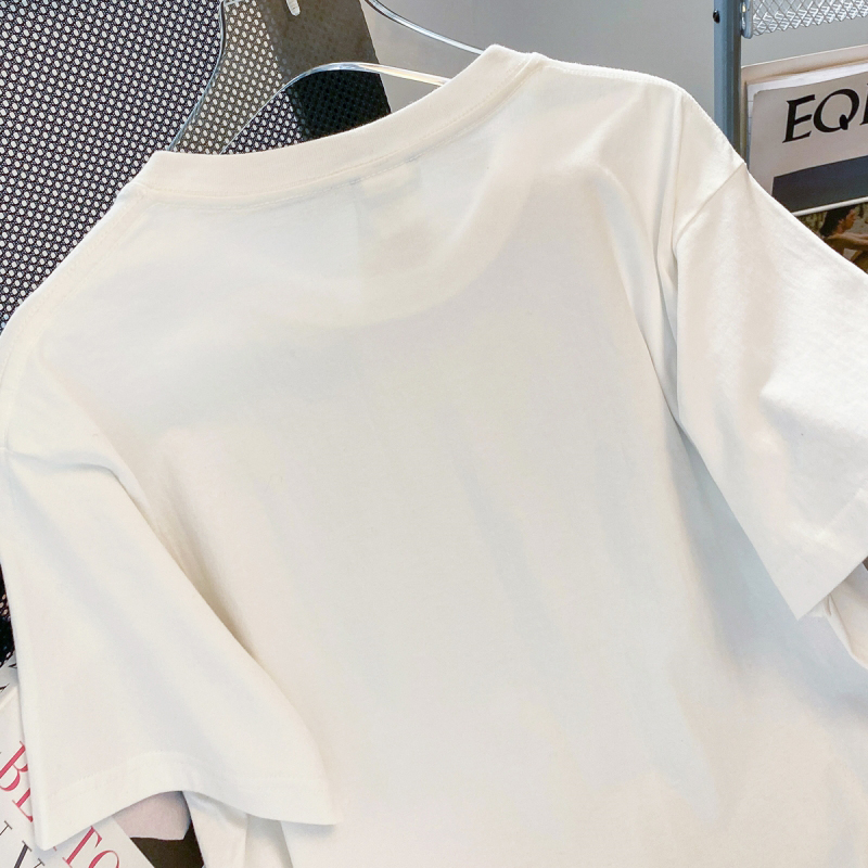 Áo Thun Tay Ngắn Dáng Rộng Chất Liệu Cotton In Họa Tiết Trái Tim Thời Trang Mùa Hè Cho Nữ 180g Size Lớn 3xl