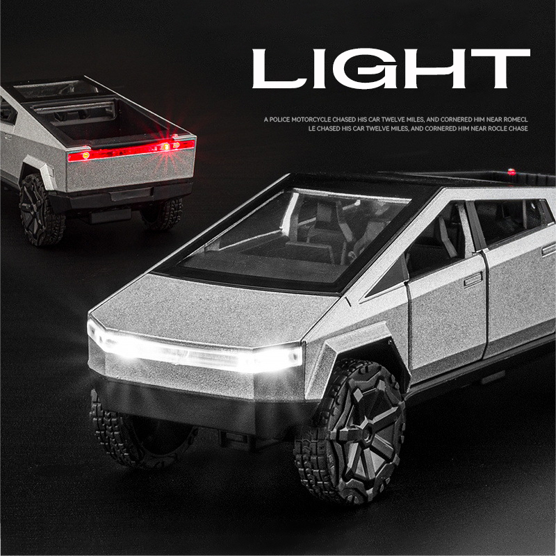 Mô Hình Xe Tải Tesla Bằng Hợp Kim Có Đèn Và Âm Thanh Tỉ Lệ 1: 36