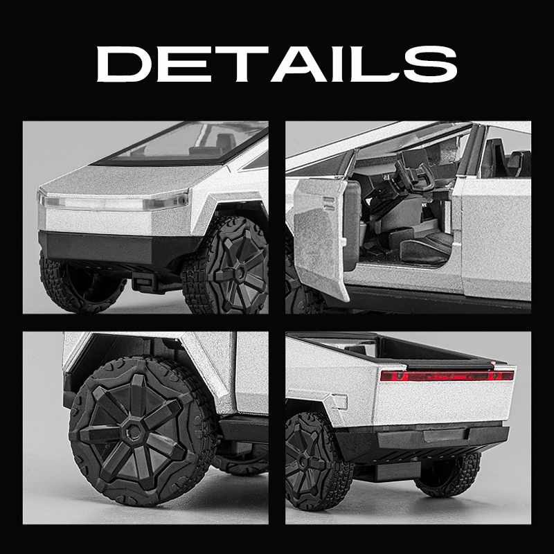 Mô Hình Xe Tải Tesla Bằng Hợp Kim Có Đèn Và Âm Thanh Tỉ Lệ 1: 36