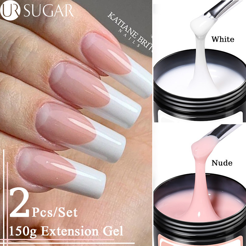 UR SUGAR Bộ 2 Hộp Gel Nối Dài Móng Tay 150g Màu Trắng Nude Kiểu Pháp Chuyên Dụng