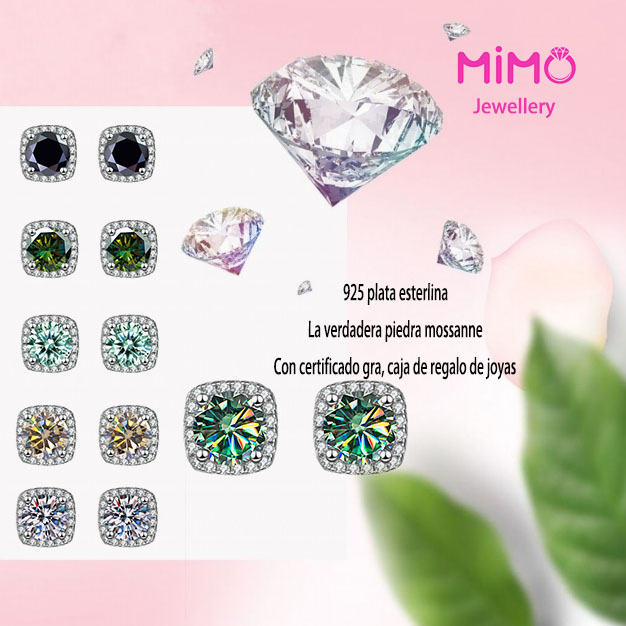 [Với giấy chứng nhận Gra] Bông tai moissanite chính hãng s925 Sterling Silver Square Pack Bông tai kim cương Moissanite