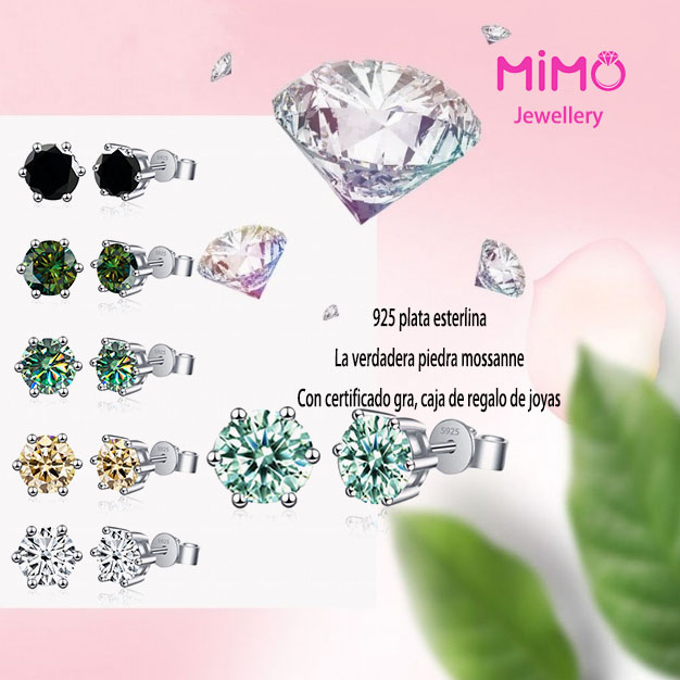 Bông tai moissanite chính hãng s925 Sterling Silver Six Claws Bông tai kim cương Moissanite
