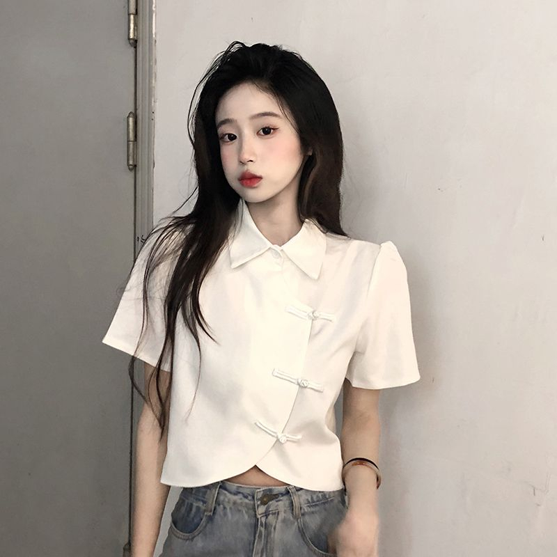 Áo Sơ Mi Nữ Ngắn Tay Cài Nút Đĩa Phong Cách Mới Mùa Hè 20223