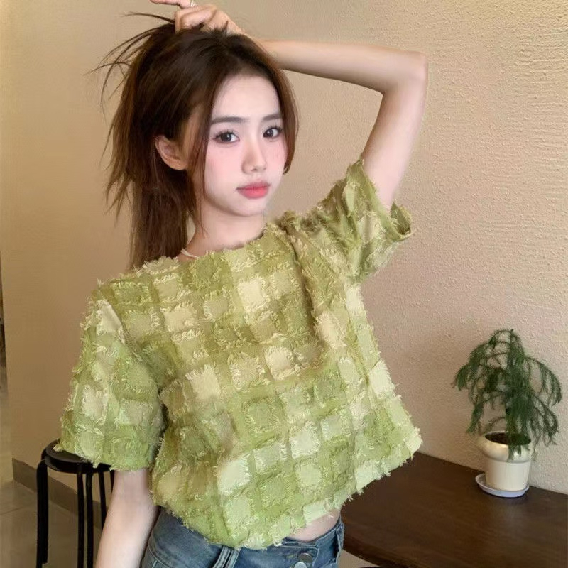 Áo Thun Tay Ngắn Cổ Tròn Form Rộng Thời Trang Hàn Quốc Cho Nữ