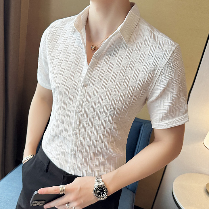 Áo Sơ Mi Tay Ngắn Kẻ Sọc Caro Trẻ Trung Thời Trang Hè Cho Nam Size M-4xl