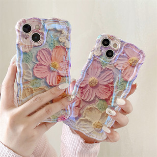 IPhone 17 Promax 16Pro max Màu xanh ánh sáng sơn dầu hoa họa tiết chất liệu TPU IMD xử lý điện thoại