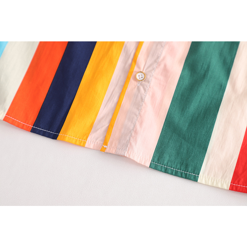 Set Đồ Thể Thao 2 Món Gồm Áo Sơ Mi Kẻ Sọc Nhiều Màu + Quần Ngắn denim Thời Trang Mùa Hè Cho Bé Trai / Gái