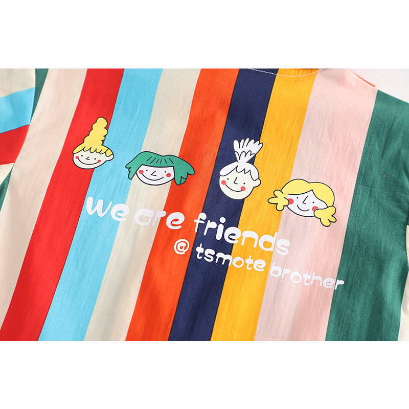 Set Đồ Thể Thao 2 Món Gồm Áo Sơ Mi Kẻ Sọc Nhiều Màu + Quần Ngắn denim Thời Trang Mùa Hè Cho Bé Trai / Gái