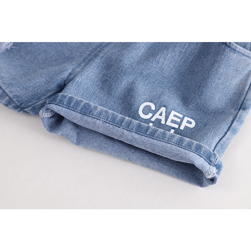 Set Đồ Thể Thao 2 Món Gồm Áo Sơ Mi Kẻ Sọc Nhiều Màu + Quần Ngắn denim Thời Trang Mùa Hè Cho Bé Trai / Gái