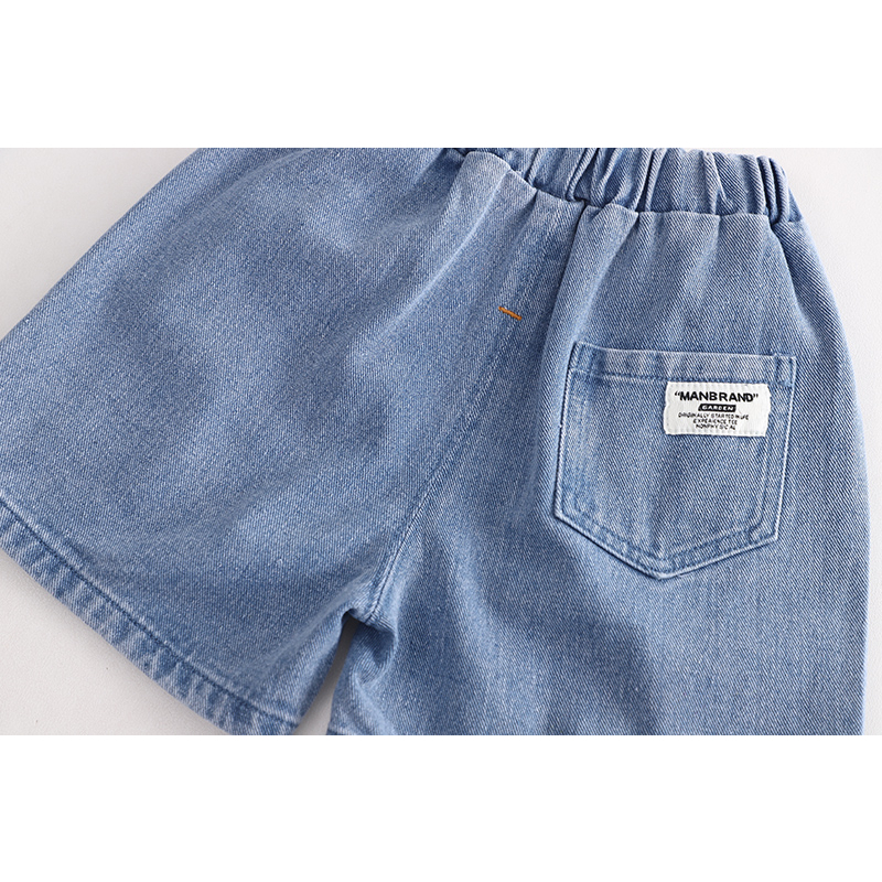 Set Đồ Thể Thao 2 Món Gồm Áo Sơ Mi Kẻ Sọc Nhiều Màu + Quần Ngắn denim Thời Trang Mùa Hè Cho Bé Trai / Gái