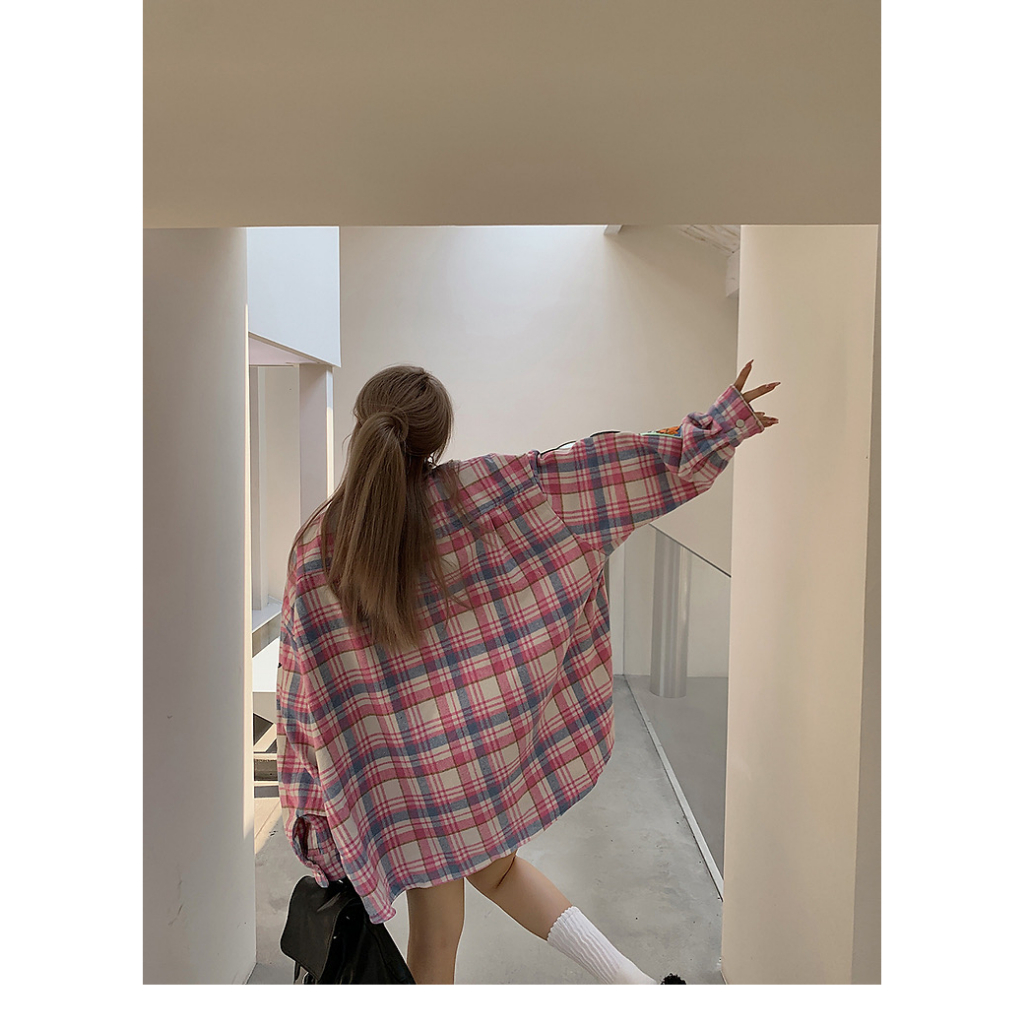 Áo Sweater Dày Tay Dài Kẻ Sọc Caro Thêu Họa Tiết Đường Phố Retro Đường Phố Mỹ < Mặc Kèm Bộ Sưu Tập Đường Phố Cho Nam