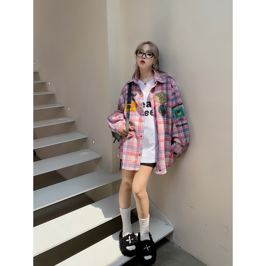 Áo Sweater Dày Tay Dài Kẻ Sọc Caro Thêu Họa Tiết Đường Phố Retro Đường Phố Mỹ < Mặc Kèm Bộ Sưu Tập Đường Phố Cho Nam