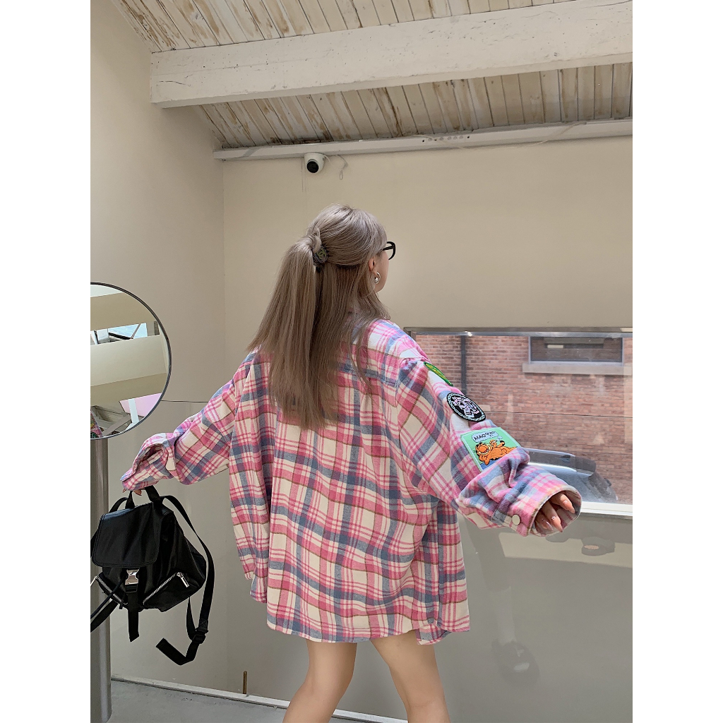 Áo Sweater Dày Tay Dài Kẻ Sọc Caro Thêu Họa Tiết Đường Phố Retro Đường Phố Mỹ < Mặc Kèm Bộ Sưu Tập Đường Phố Cho Nam