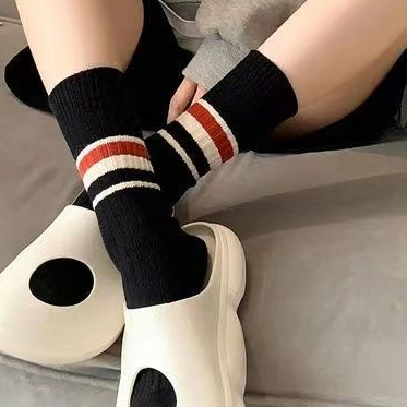 Hàng Bán Chạy Vớ Ống Chân Hai Lớp Dày Họa Tiết Kẻ Sọc Phong Cách Preppy Nhật Bản Dễ Phối Đồ Mùa Hè