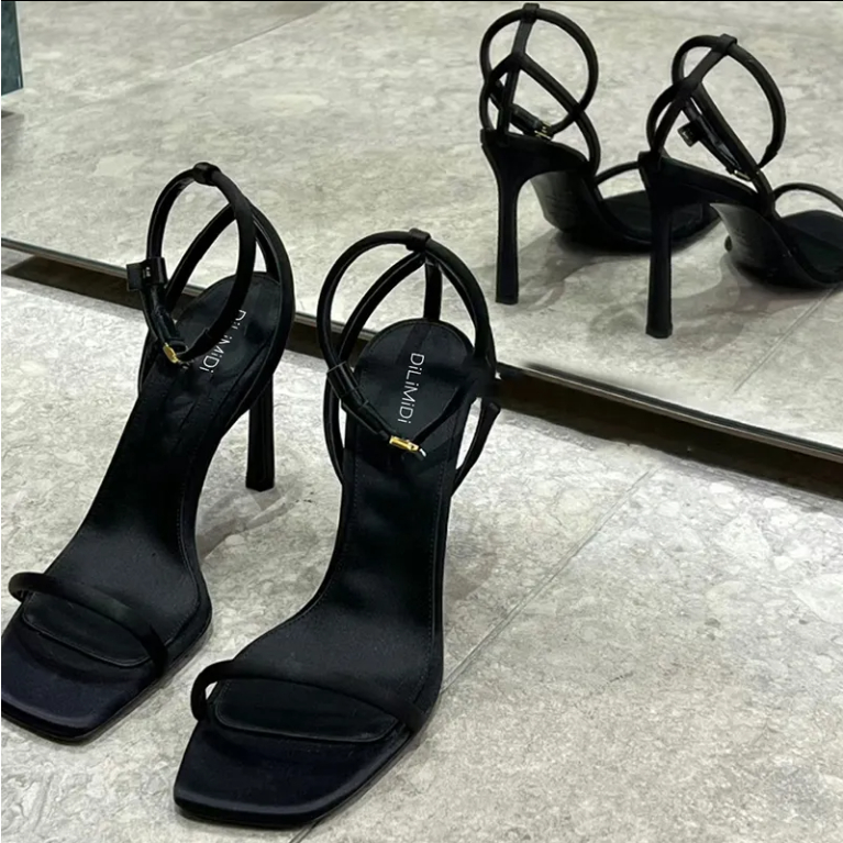 Giày Cao Gót Mũi Vuông Hở Ngón Thoải Mái Thời Trang Pháp