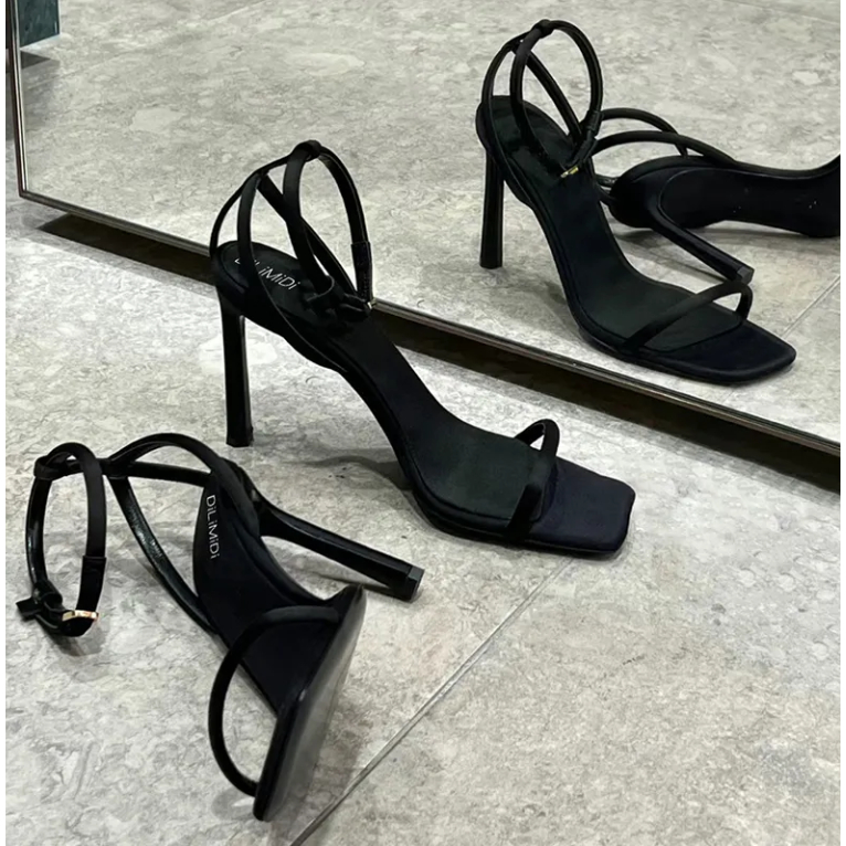 Giày Cao Gót Mũi Vuông Hở Ngón Thoải Mái Thời Trang Pháp