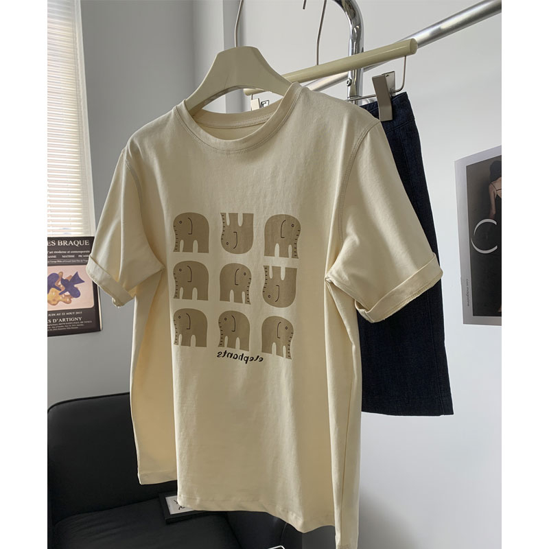 Áo Thun cotton 180g Tay Ngắn Cổ Tròn Dáng Rộng Thời Trang Mùa Hè