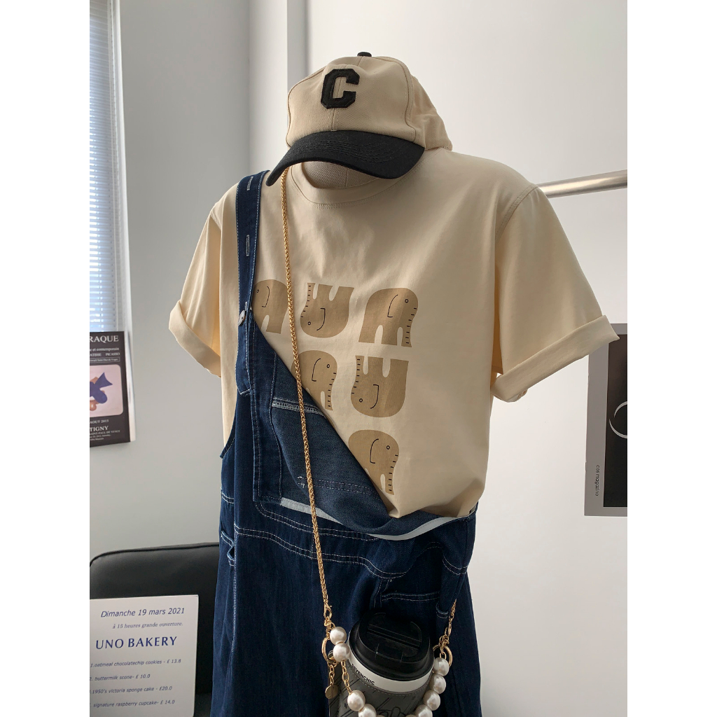 Áo Thun cotton 180g Tay Ngắn Cổ Tròn Dáng Rộng Thời Trang Mùa Hè