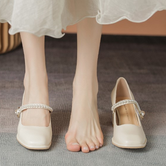 Giày cao gót Mary Jane SHIZHIBAOphong cách retro Hong Kong thời trang xuân thu 2023 mới