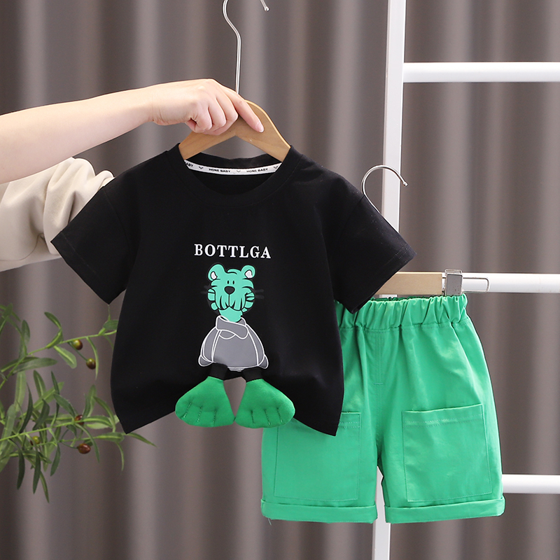 Set Đồ Mùa Hè 2 Món Gồm Áo Thun cotton Tay Cộc + Quần Dài Cho Bé Sơ Sinh 0-5 Tuổi