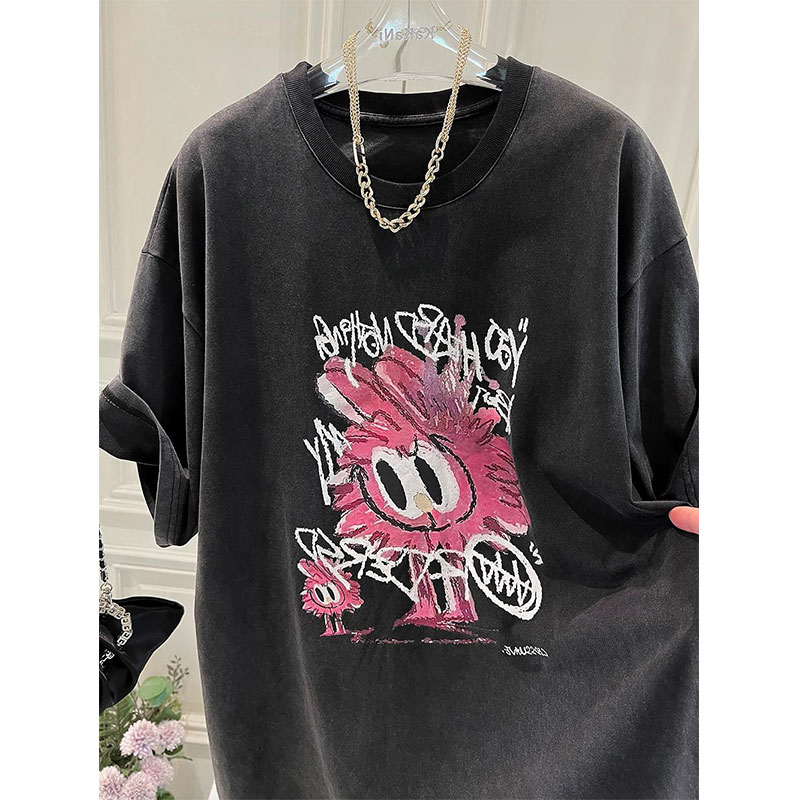 Áo Thun cotton Nguyên Chất 230g Dáng Rộng In Họa Tiết Cổ Điển Phong Cách Mỹ