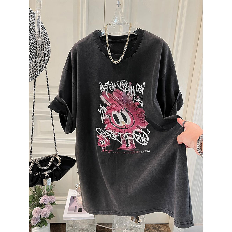 Áo Thun cotton Nguyên Chất 230g Dáng Rộng In Họa Tiết Cổ Điển Phong Cách Mỹ