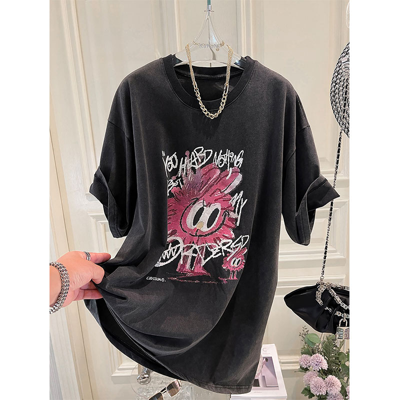 Áo Thun cotton Nguyên Chất 230g Dáng Rộng In Họa Tiết Cổ Điển Phong Cách Mỹ