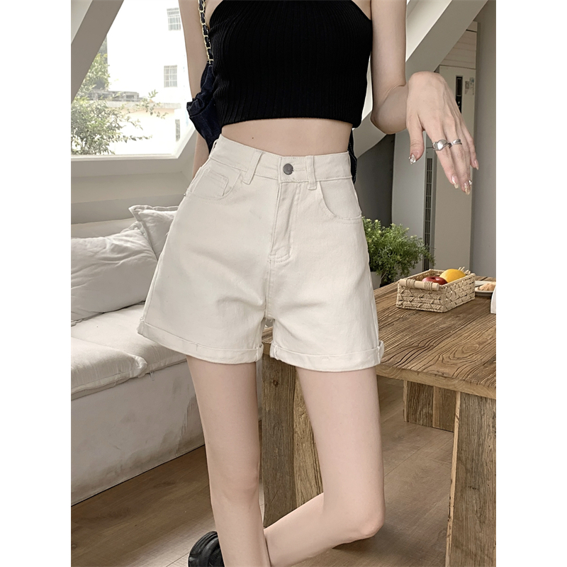 Lalisas Quần Short denim Lưng Cao Màu Trơn Thời Trang Quyến Rũ Cho Nữ