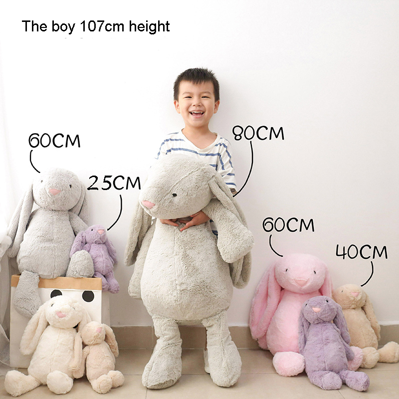 Thỏ Nhồi Bông Tai Dài 25 / 40 / 60cm Mềm Mại Đáng Yêu Cho Bé