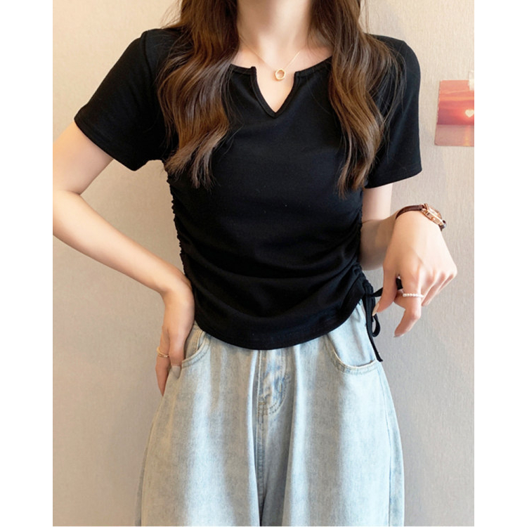Áo Thun Ngắn Tay Cổ Chữ V Ôm Dáng Gợi Cảm Thời Trang Mùa Hè Hàn Quốc Hàng Mới Dành Cho Bạn