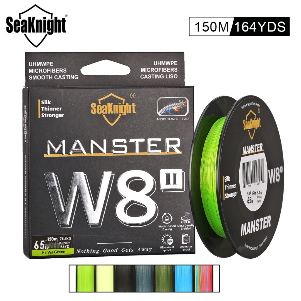 Seaknight Cuộn Dây Câu Cá 8 Sợi pe Bện w8 ii 150m 7 Màu 22-100lb